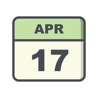 17 april Datum op een eendaagse kalender vector