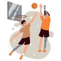gehandicapte atleten spelen basketbal vector