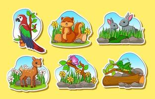 lente dieren sticker collectie vector