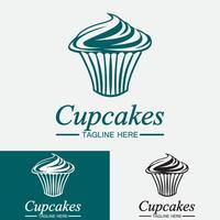 cupcake logo vector ontwerpsjabloon. cupcakes bakkerij icoon.