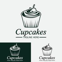 cupcake logo vector ontwerpsjabloon. cupcakes bakkerij icoon.