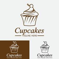 cupcake logo vector ontwerpsjabloon. cupcakes bakkerij icoon.