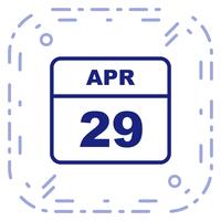 29 april Datum op een eendaagse kalender vector