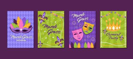 mardi gras feestkaarten collectie vector