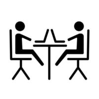 coworking ruimte glyph pictogram. vergaderzaal. gemeenschap oprichten. zzp'ers. werknemers op afstand. kantoorruimte delen. silhouet symbool. negatieve ruimte. vector geïsoleerde illustratie