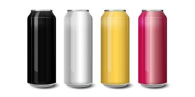 set van realistische metalen, mockup bierblikjes. blanco bierblikjes, klaar voor nieuw design. 500 en 300ml. geïsoleerde vectorillustratie vector