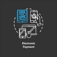 elektronische betaling krijt concept icoon. idee voor digitale financiële overdracht. bancaire operatie. draadloze transactie. e-betaling. vector geïsoleerde schoolbordillustratie