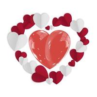 een feestelijke banner voor Valentijnsdag. mooi hart in papieren harten voor wenskaarten, koppen en website, vectorontwerp. vector