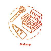 make-up blauw concept icoon. make-up artist kit, apparatuur idee dunne lijn illustratie. oogschaduw, lippenstift rode gradiënt vector geïsoleerde overzichtstekening. cosmetica, schoonheidsproducten. bewerkbare streek