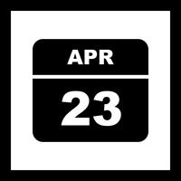 23 april Datum op een eendaagse kalender vector