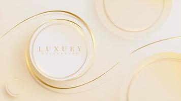 cirkelframe en gouden lint met glitter lichteffect element. pastel crème elegante achtergrond. vector
