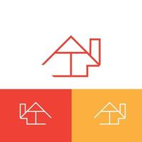 huisvorm in lijntekeningen vector logo-ontwerp