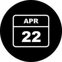 22 april Date on a Single Day Calendar vector