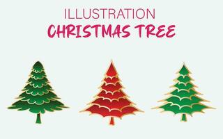 vrolijke kerstbomen illustratie vector sjabloonontwerp