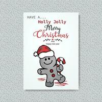 vrolijke kerstkaart met aquarel teddybeer wensen vector design