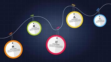 abstracte elementen 5 stappen opties. infographic zakelijke tijdlijn proces grafieksjabloon. vector moderne banner, tekstvak gebruikt voor presentatie en workflow layout diagram.