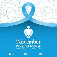 prostaatkanker bewustzijn maand banner met blauw lint en topografische kaart achtergrond vector