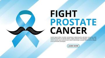 prostaatkanker bewustzijn maand banner met blauw lint heeft een snor en blauw licht achtergrond vector