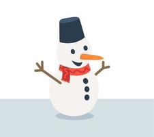 geïsoleerde sneeuwpop pictogram vlakke stijl. vrolijk kerstfeest schattig gelukkig sneeuwpop vectorillustratie. vector