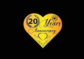 20 jaar jubileumfeest met liefdeslogo en pictogramontwerp