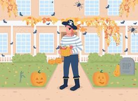 halloween trick or treat egale kleur vectorillustratie vector