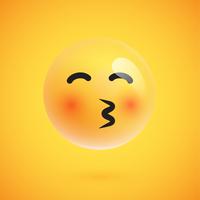 Realistische gele emoticon voor een gele achtergrond, vectorillustratie vector