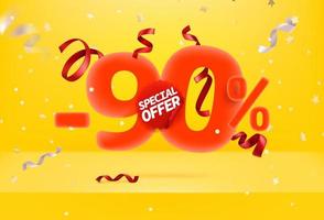 negentig procent korting op speciale aanbieding vector promo banner