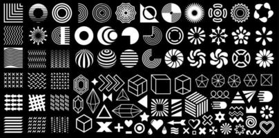 memphis ontwerpelementen, verzameling van witte geometrische platte memphis moderne vormen geïsoleerd op een witte achtergrond. 90's, 80's ontwerpelementen, abstracte vormen, figuren en symbolen. vector