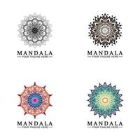 cirkel patroon bloemblaadje bloem mandala vector logo sjabloon illustratie. kleurrijke sjabloon voor spirituele retraite of yogastudio, siervisitekaartjes, vintage luxe, sierdecoratie