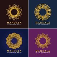 gouden bloem mandala vector logo sjabloon illustration.template voor spirituele retraite of yoga studio, sier visitekaartjes, vintage luxe, sier decoratie