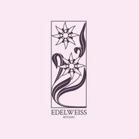 edelweiss-logo. bloemontwerp van het logo met een handgetekende bloem van edelweiss vector