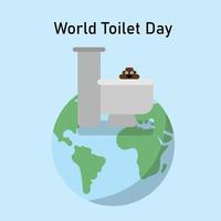 wereld toilet dag poster. afbeelding van globe en een toilet in minimalistische stijl plat design. vector