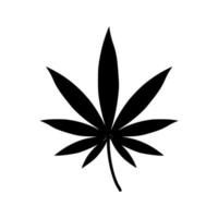 vector van zwart of silhouet uitzicht op cannabisblad of hennep of marihuana, kruidenplant voor medische behandeling