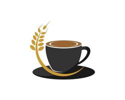 koffiekopje met gouden ronde tarwe vector