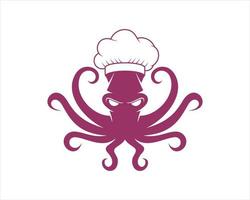 octopus met koksmuts-logo vector