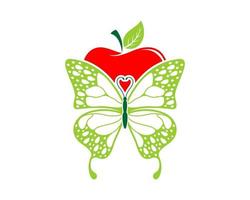 vliegende schoonheid vlinder op de appel vector
