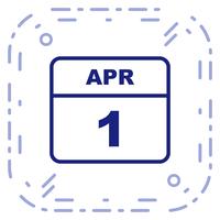 1 april Datum op een eendaagse kalender vector