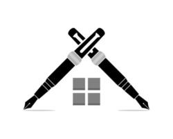 pen gekruist met raam huis in het midden vector