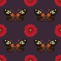 vintage stijl bloemen en vlinders naadloos patroon vector