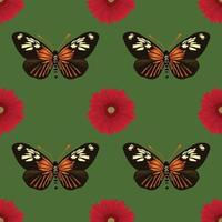 vintage stijl bloemen en vlinders naadloos patroon vectorontwerp vector