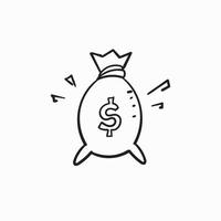 hand getrokken doodle geldzak illustratie pictogram geïsoleerd vector