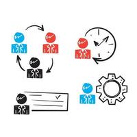 hand getrokken doodle human resources gerelateerde lijn icon set illustratie vector