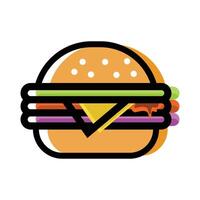 illustratie van gestileerde hamburger of cheeseburger. fastfood maaltijd. geïsoleerd op een witte achtergrond. vector