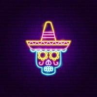 mexicaanse schedel sombrero neonreclame
