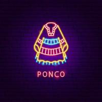 poncho neon label vector