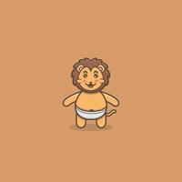 schattige baby leeuw. karakter, mascotte, icoon, logo, cartoon en schattig design. vector