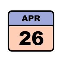 26 april Datum op een eendaagse kalender vector