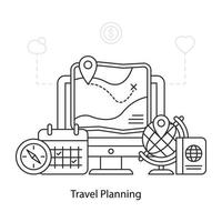 reisplanning illustratie in lineair ontwerp vector