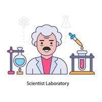 wetenschapper laboratorium illustratie in plat ontwerp vector