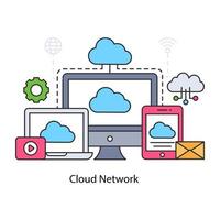 een uniek designicoon van cloudnetwerk vector